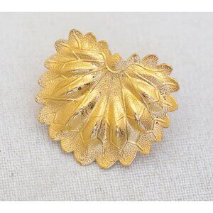 Vintage Gold Tone Intricate Leaf-shaped Elegant Scarf Ring - N1